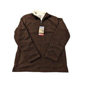 Orvis Mens Brown Medium Quarter Zip Fleece Pullover Sweater Pocket New With Tags